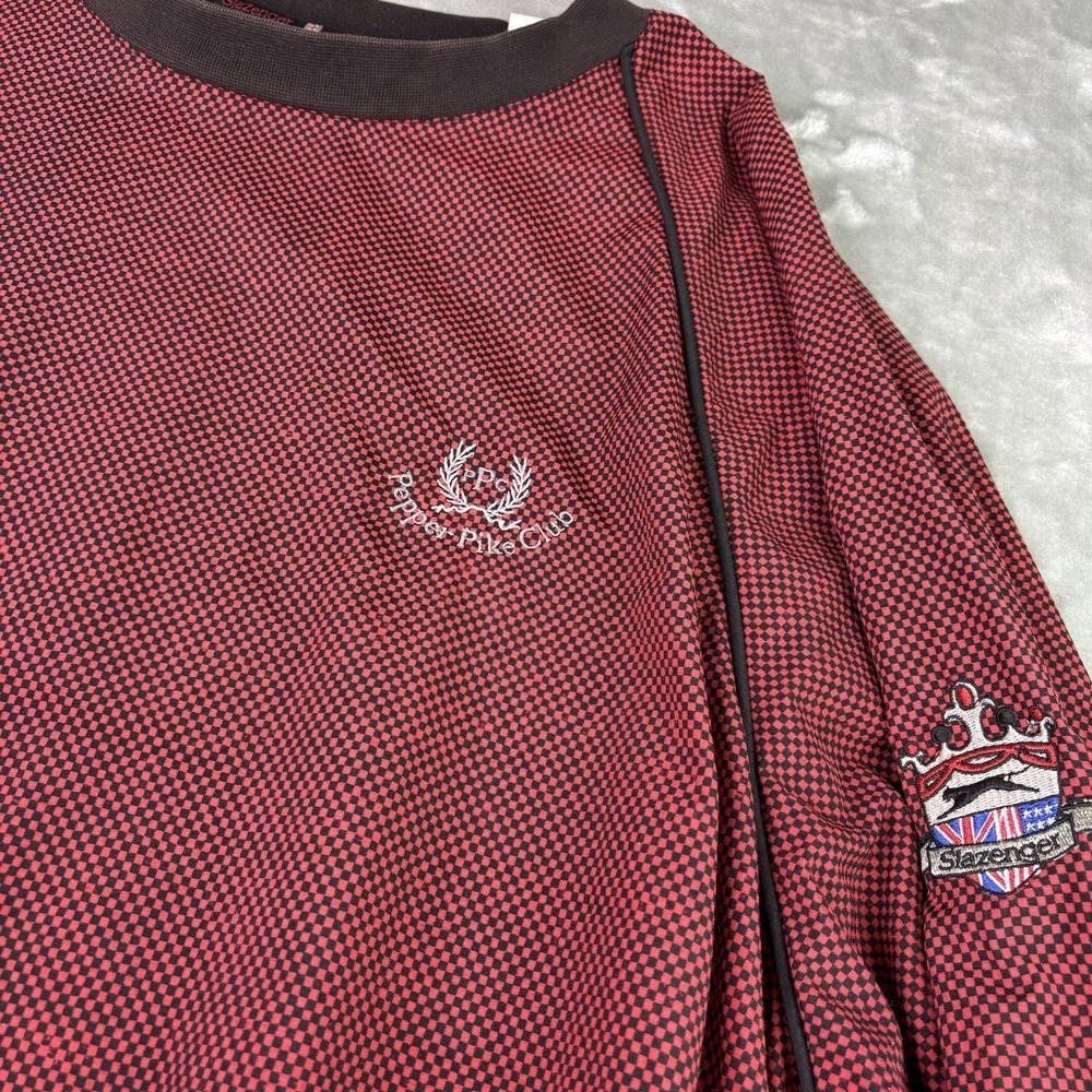 Vintage Slazenger Windbreaker Jacket XL Golf Red Checkered Pullover Pockets